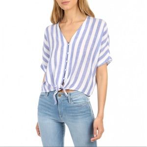 Rails blue & white striped linen top
